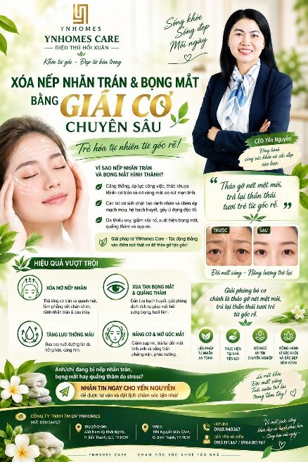 Giải cơ mặt tại nhà: mờ nếp nhăn trán, giảm bọng mắt, da hết xanh xao – YNHomes Care