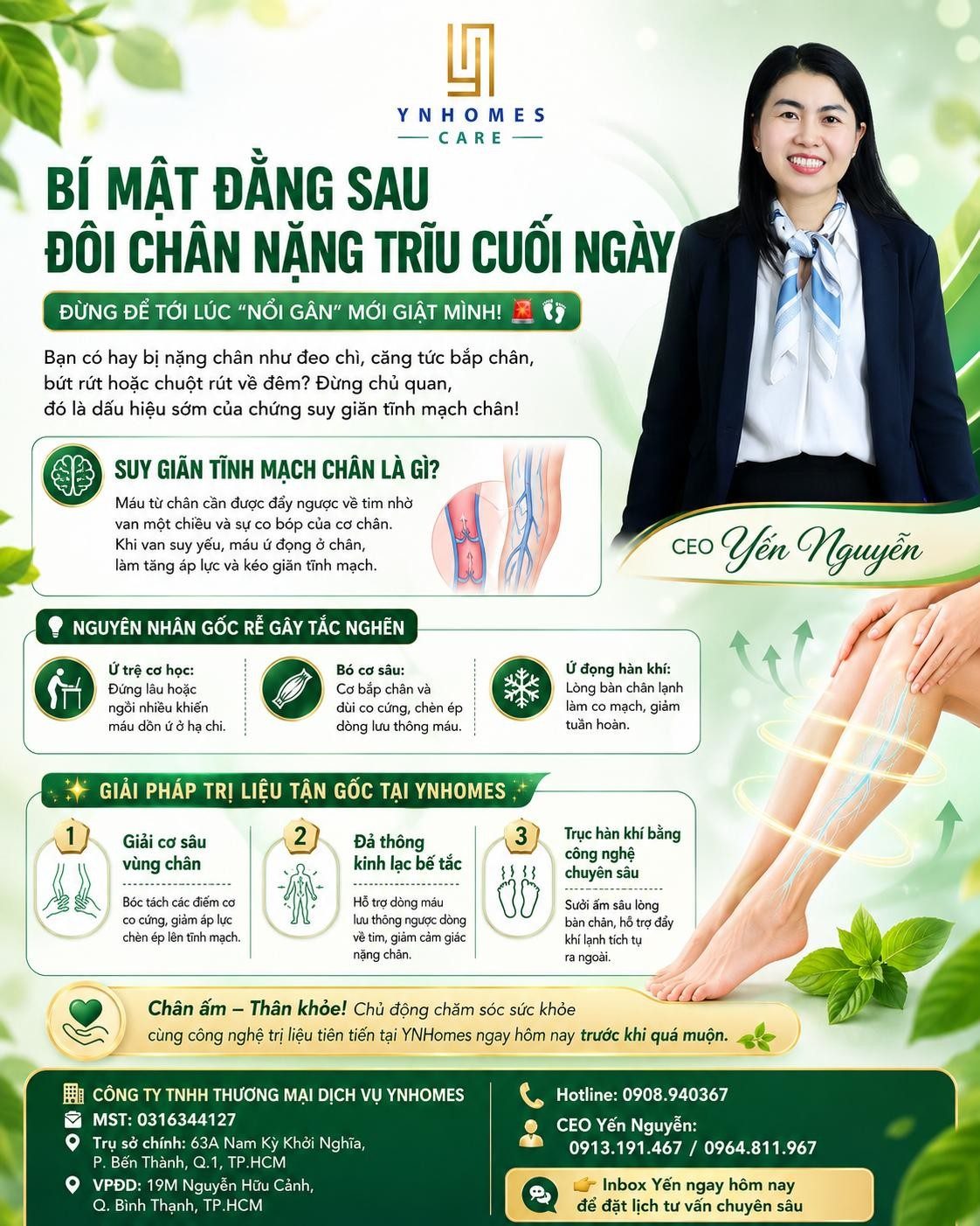 Lòng bàn chân lạnh, chân nặng cuối ngày, chuột rút đêm: đừng coi là cơ địa – YNHomes Care