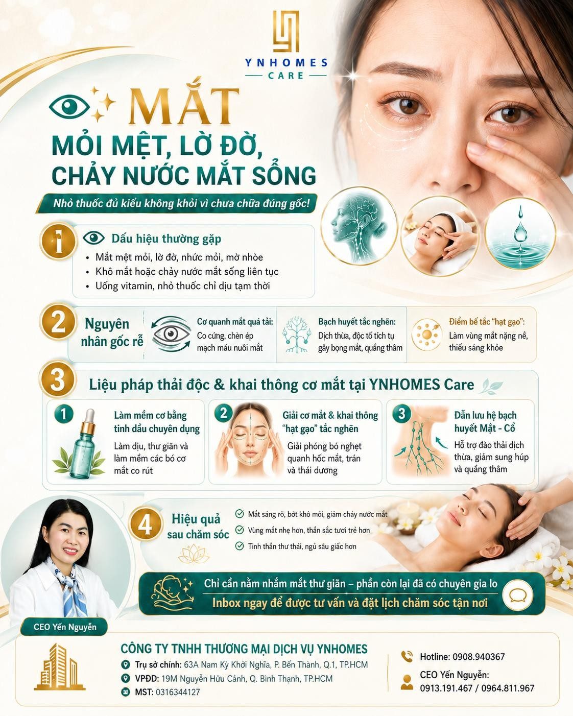 Mỏi mắt, khô mắt, chảy nước mắt sống: vì sao nhỏ thuốc mãi vẫn tái? – YNHomes Care